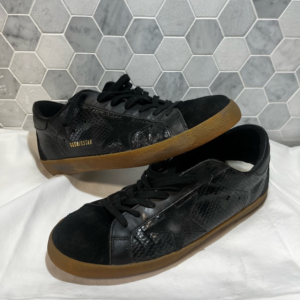 Black Golden Goose Sneakers with lizard detail